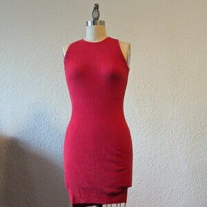 Red Bershka Ribbed Bodycon Dress